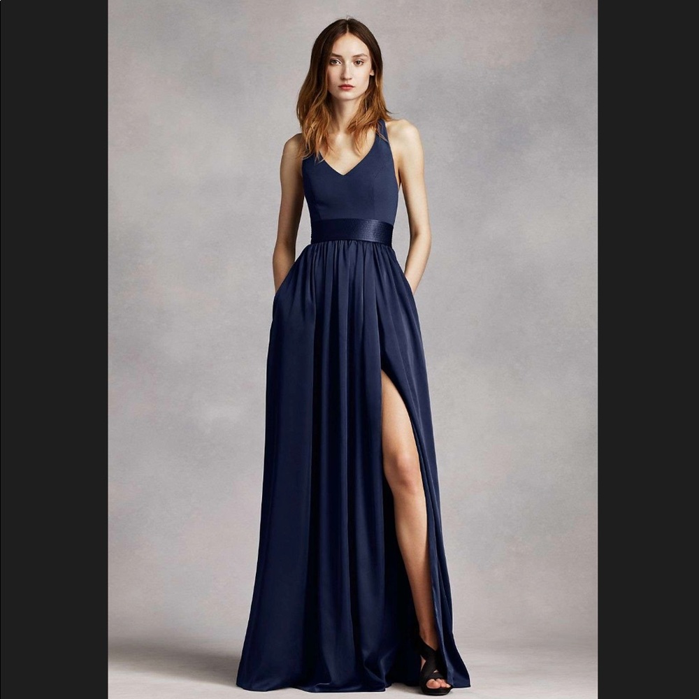 Vera wang V-neck Gown with sash